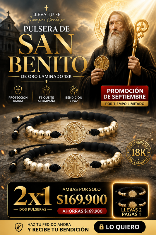 2X1  Pulsera San Benito Diamantado 6mm
