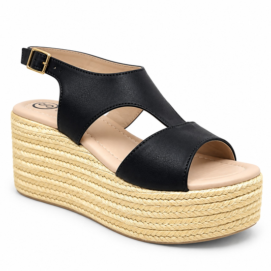 Sandalia plataforma yute JY 500 color Negro
